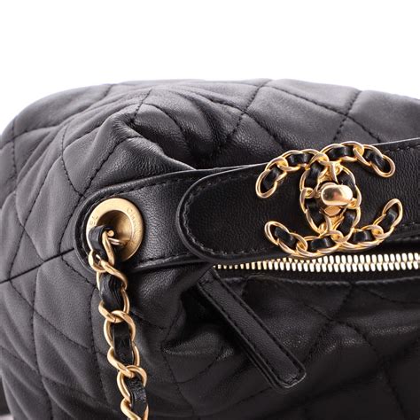 CHANEL Lambskin Quilted Small Perfect Meeting Hobo Black 